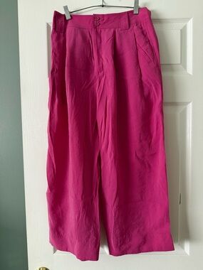 NWOT Anthropologie Fuchsia Button-Front Wide Leg Pants